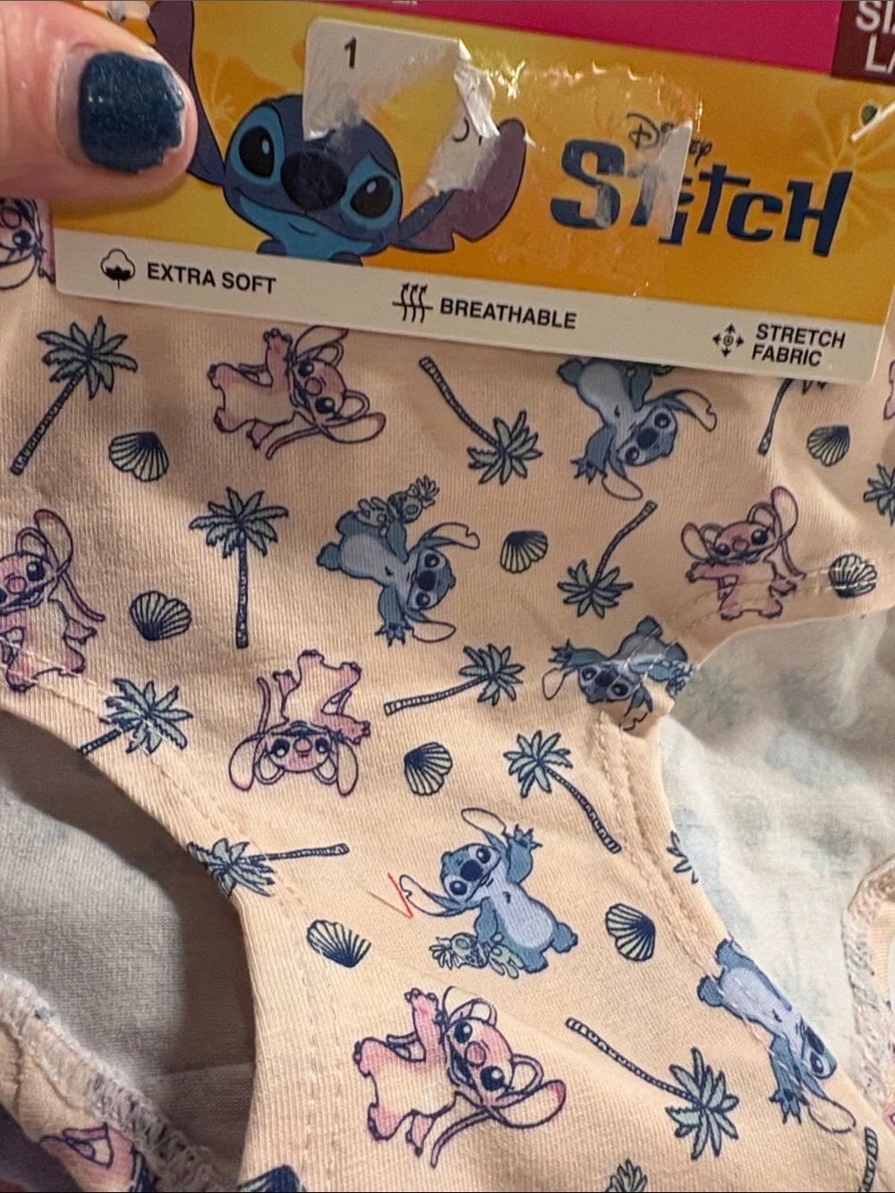 Disney Girls' Stitch Print Briefs Peach and Blue - Picture 3 of 8